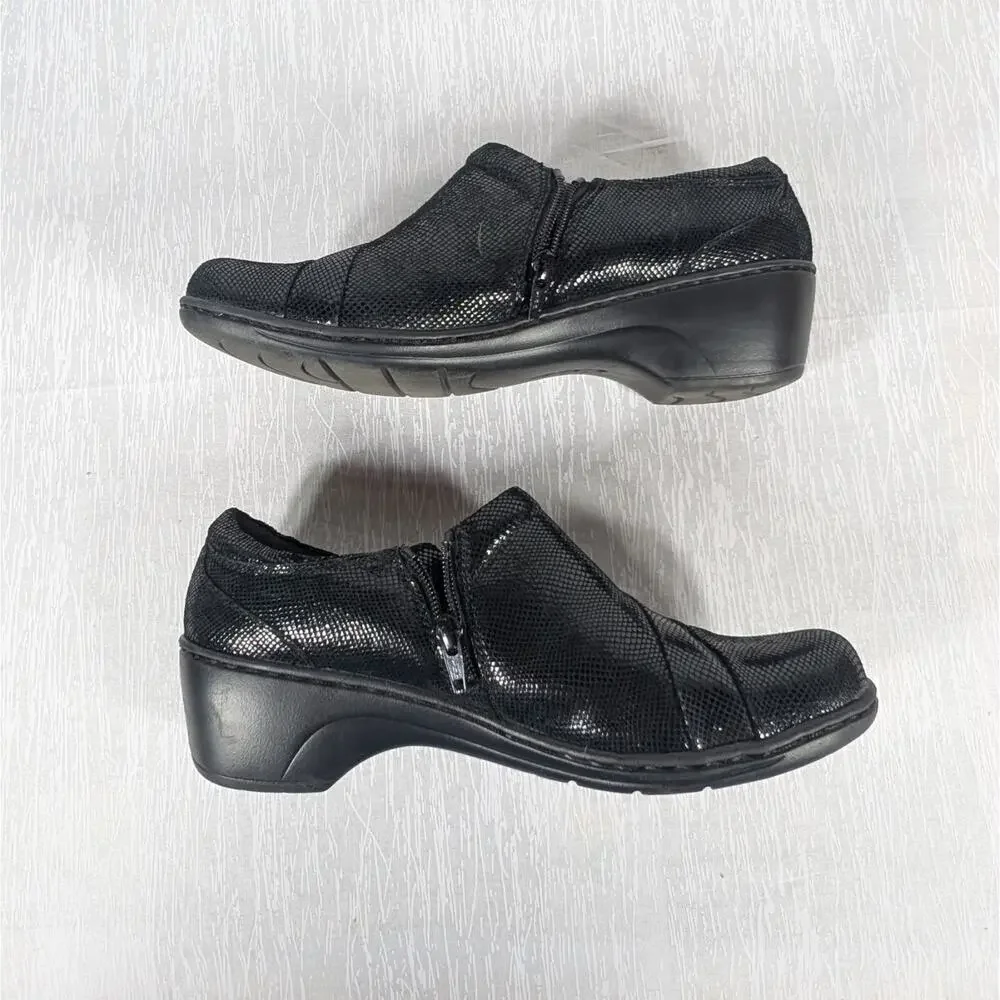 Clarks Boots Womens 9.5 M Channing Ann Side Zip Bootie 26113343 Black Leather